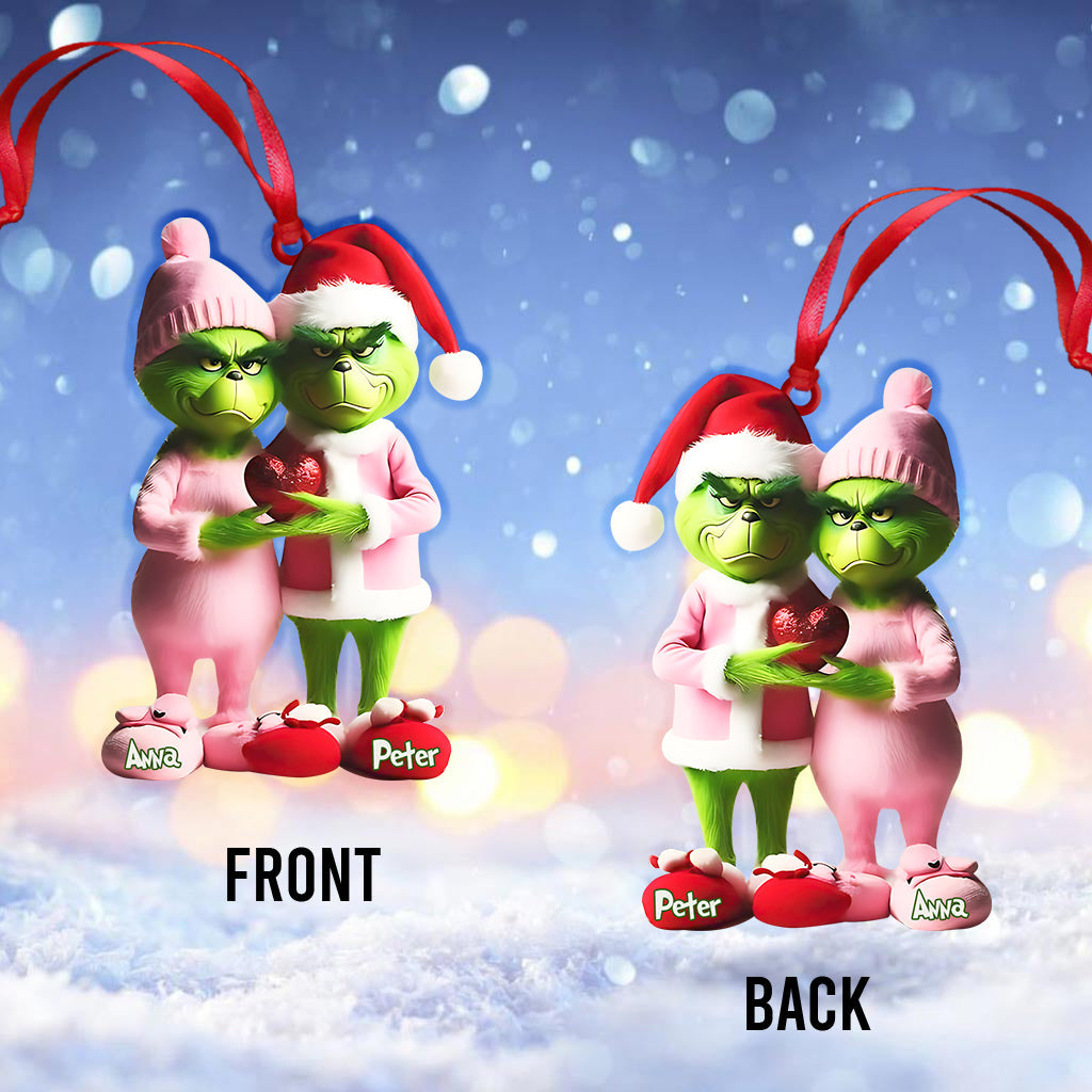 Personalized Grinchy Couple Christmas Ornament Gift Ornament GradoCreations