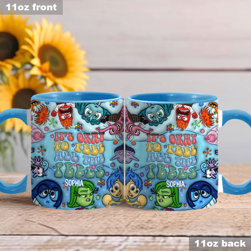 Personalized Ceramic Accent Mug 'It's Okay To Feel All The Feels' Gift for Kids Accent Mug GradoCreations