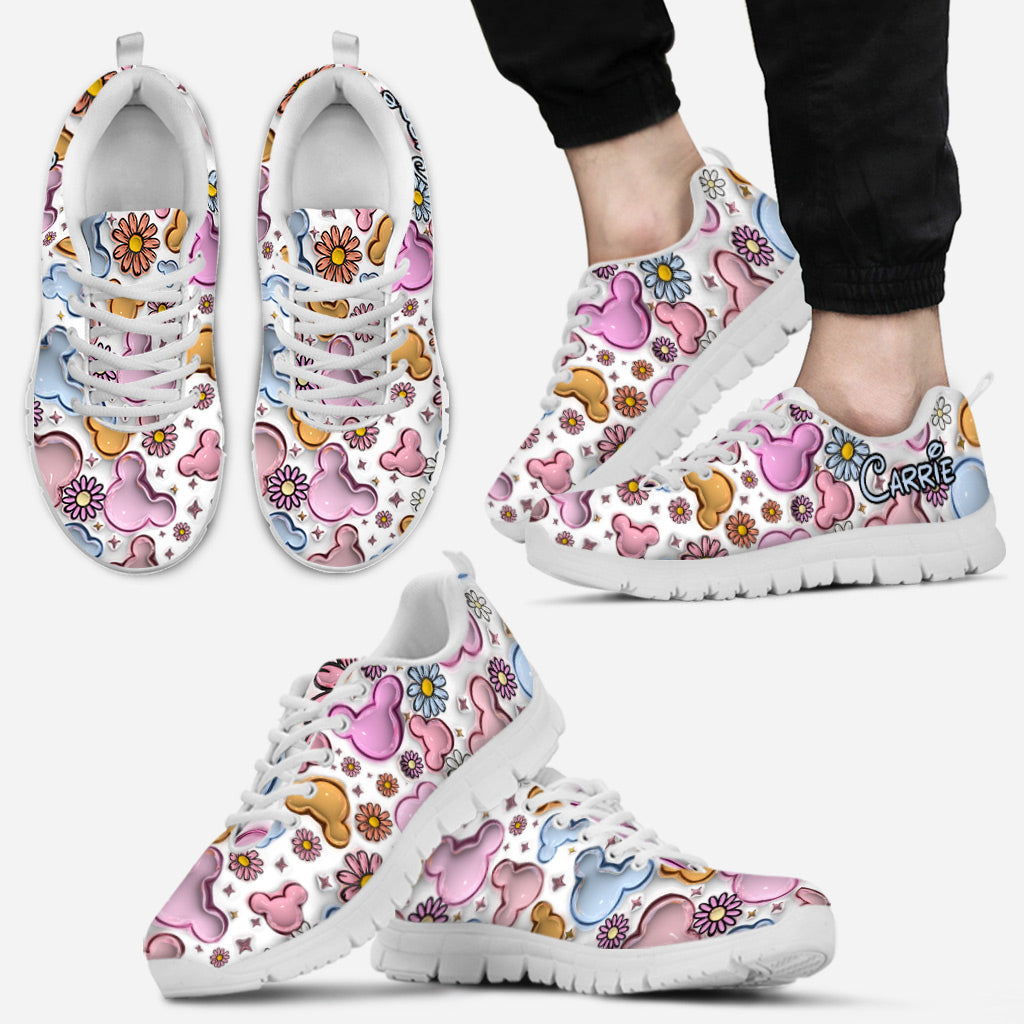 Personalized Floral Mouse Sneakers Custom Name Gift for Mom Sneakers GradoCreations