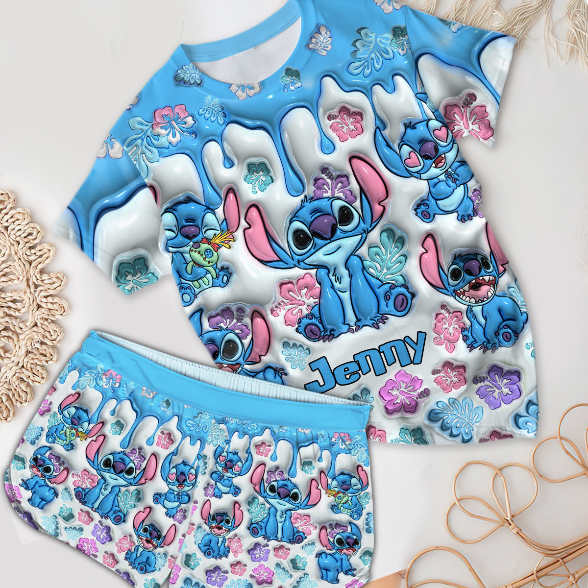 Personalized Ohana All Over Shirt & Shorts Set for Family All Over Shirt & Women Shorts GradoCreations