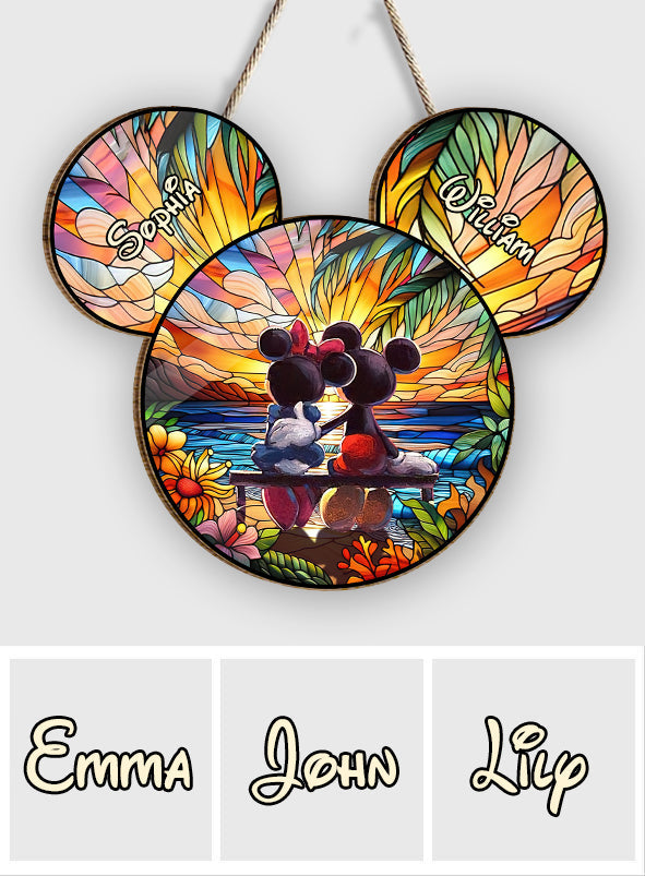 Personalized Mickey Mouse Shaped Wood Sign Custom Name Gift for Couples Wood Sign GradoCreations