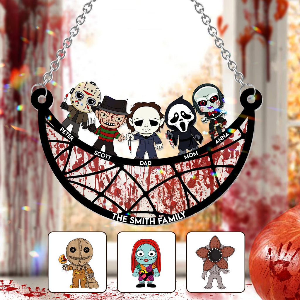 Personalized Scary Movies Suncatcher Ornament for Family Gift Window Hanging Suncatcher Ornament GradoCreations