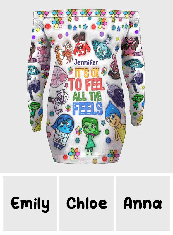 Personalized Off Shoulder Long Sleeve Dress for Women | Unique Gift Idea Off Shoulder Dress GradoCreations