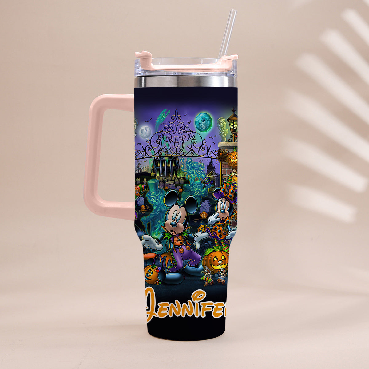 Personalized Halloween Tumbler with Handle for Drinks Tumbler With Handle GradoCreations