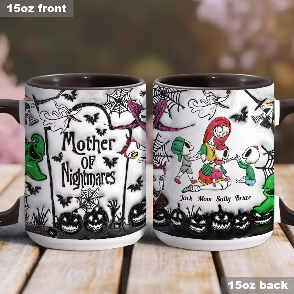 Personalized Nightmare Accent Mug with Custom Names for Mom Accent Mug GradoCreations