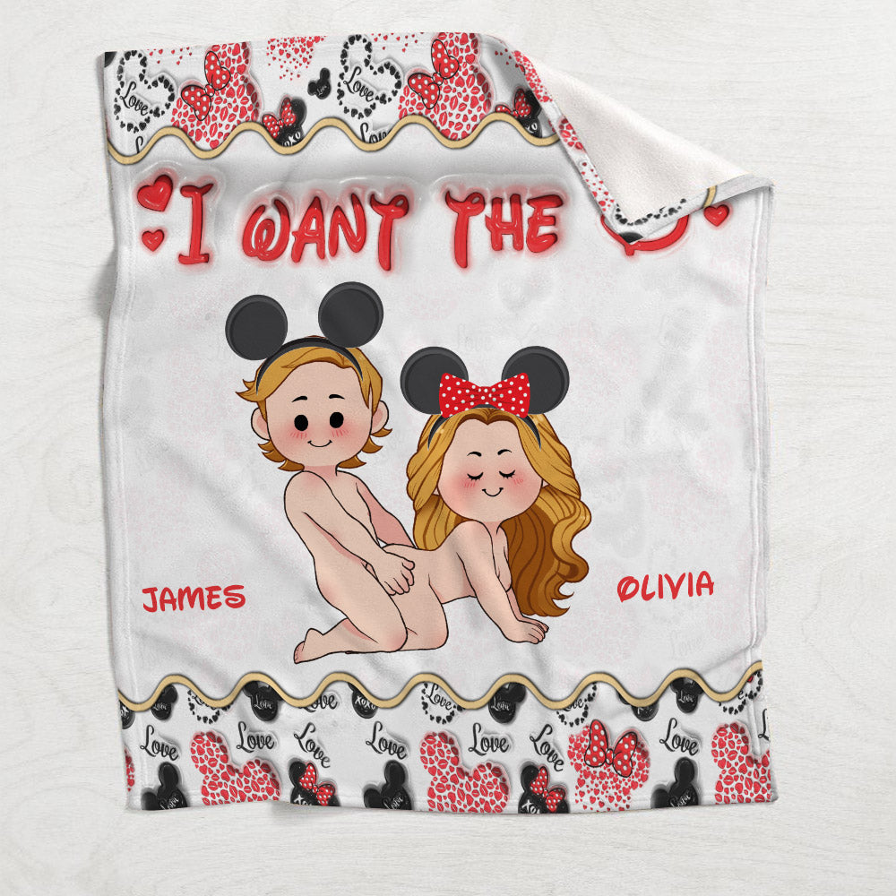 Personalized Mouse-Themed Blanket Custom Names Gift for Couple Blanket GradoCreations