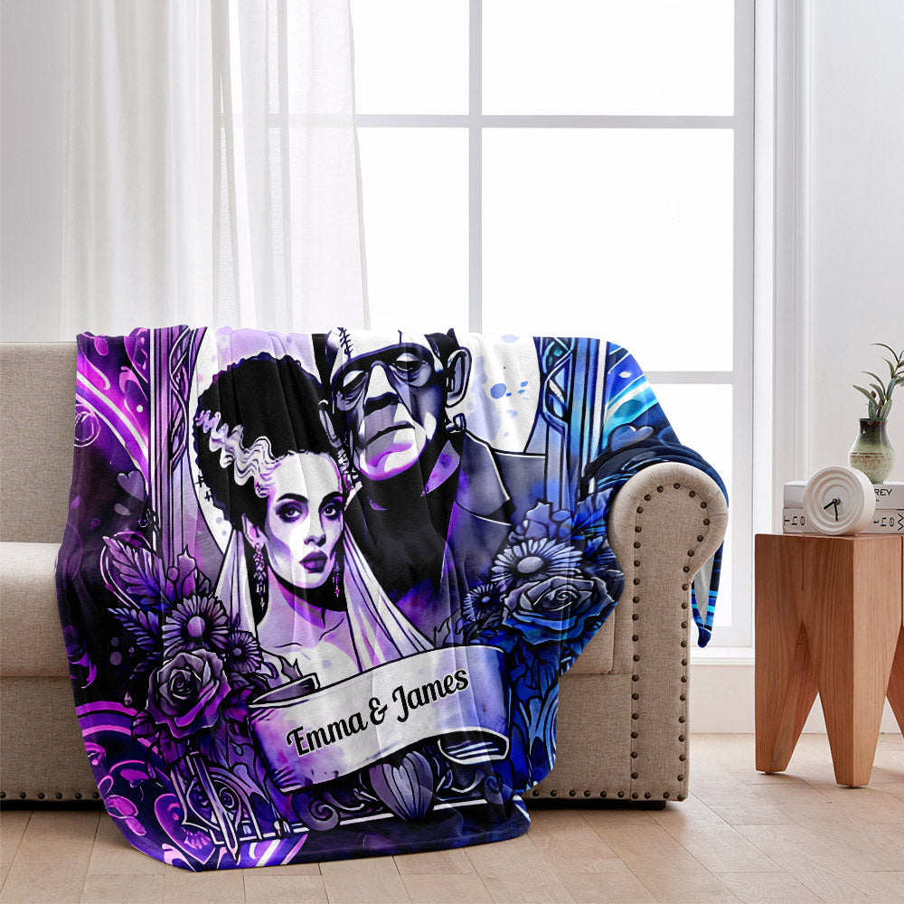 Personalized Halloween Couple Blanket Custom Names Gift Blanket GradoCreations