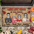 Personalized Halloween Horror Family Doormat Custom Name Gift Doormat GradoCreations