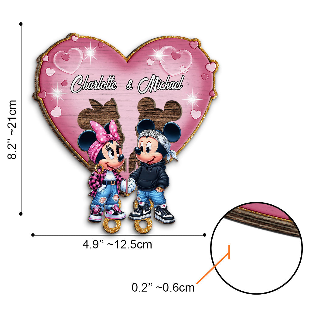Personalized Wood Key Holder with Heart Design for Couples Key Holder GradoCreations