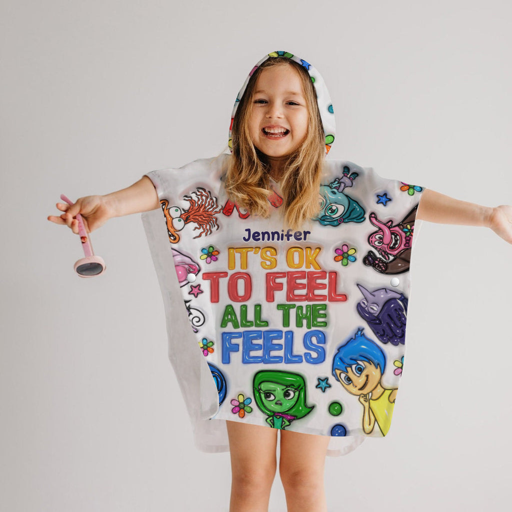 Personalized Kid Hooded Towel Poncho Custom Name Gift Kid Hooded Towel Poncho GradoCreations