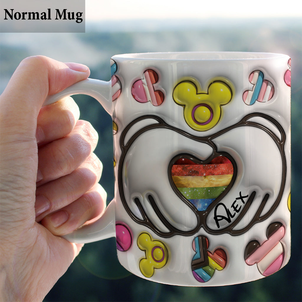 Personalized LGBT Support Mug with Custom Pride Flag Hands Mug GradoCreations