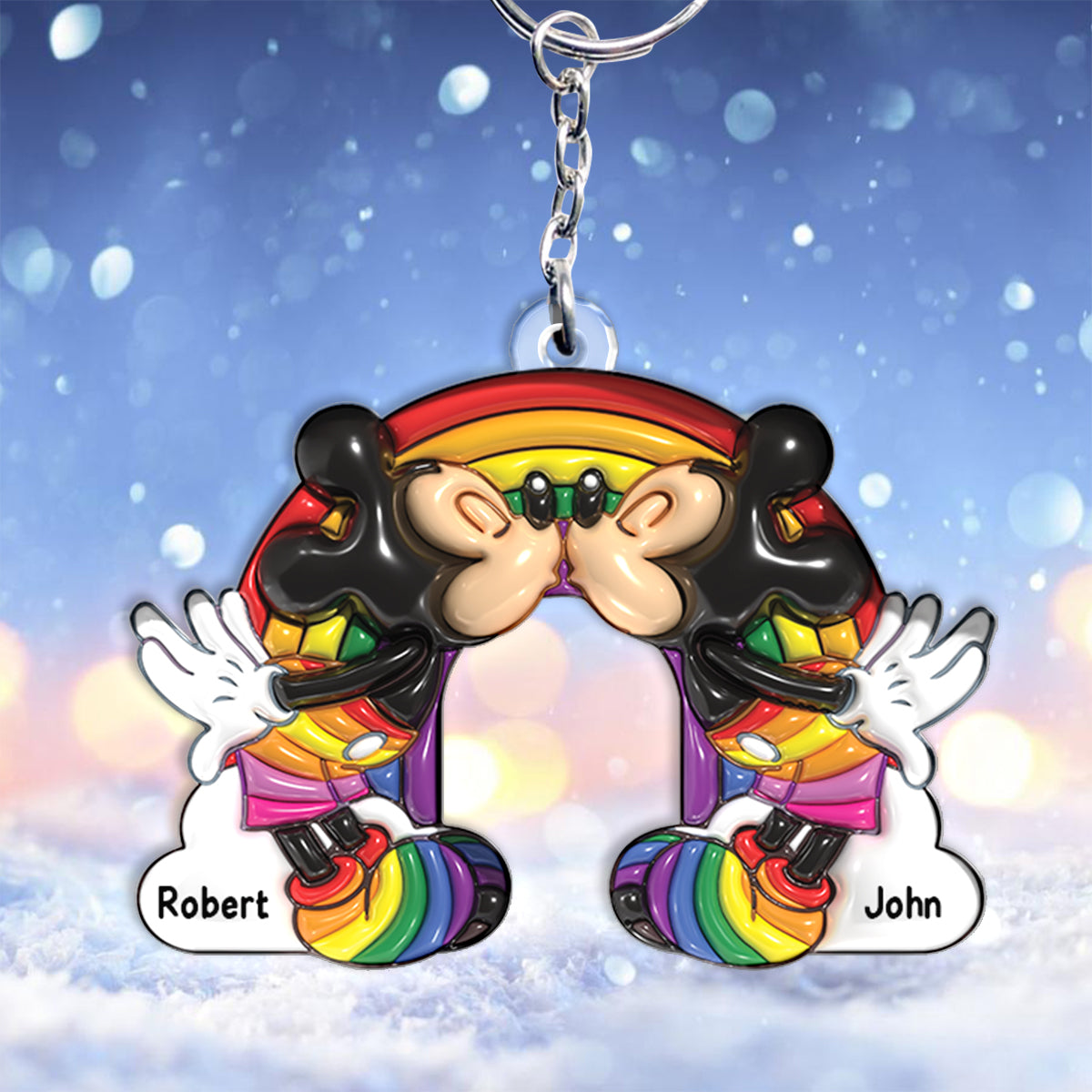 Personalized LGBT Support Keychain Custom Names for Couples Keychain GradoCreations