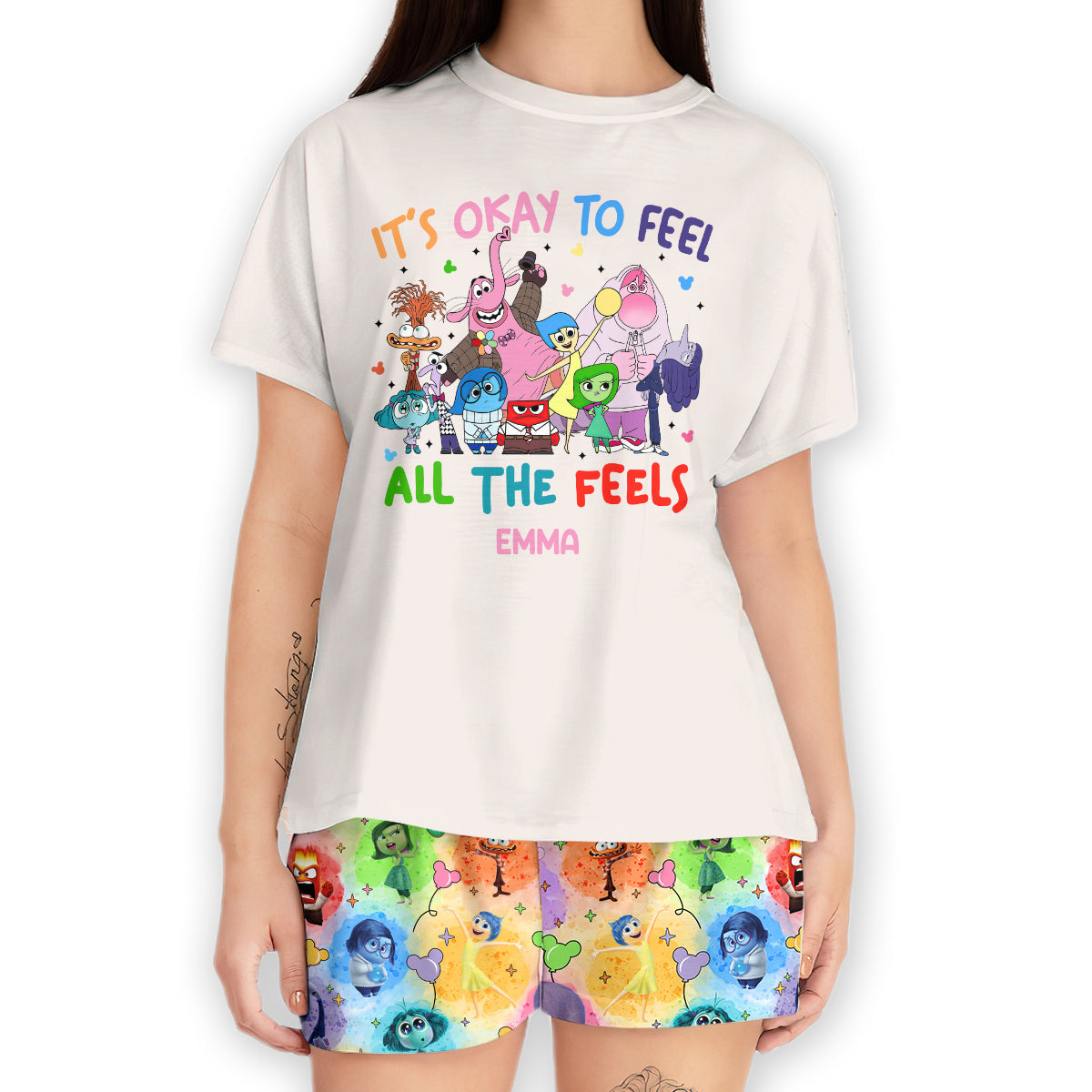Personalized All Over Shirt & Shorts Set for Women - Colorful Feelings Gift All Over Shirt & Women Shorts GradoCreations