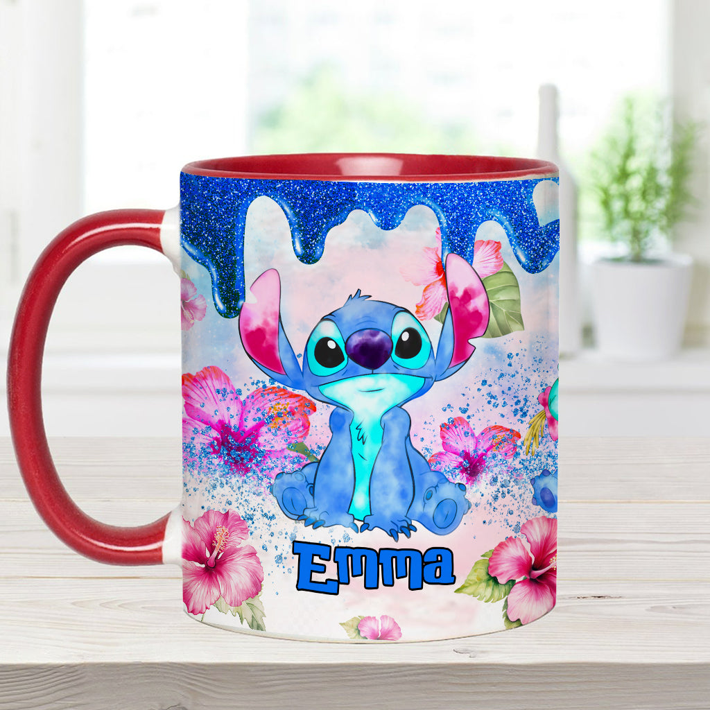 Personalized Ohana Accent Mug Colorful Floral Design Gift Accent Mug GradoCreations