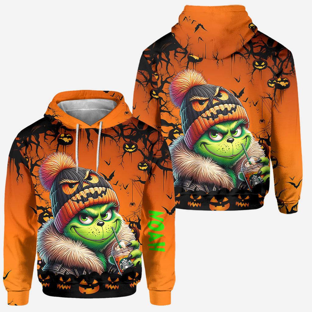 Personalized Halloween Grinch Hoodie & Leggings Set Gift Hoodie & Leggings GradoCreations