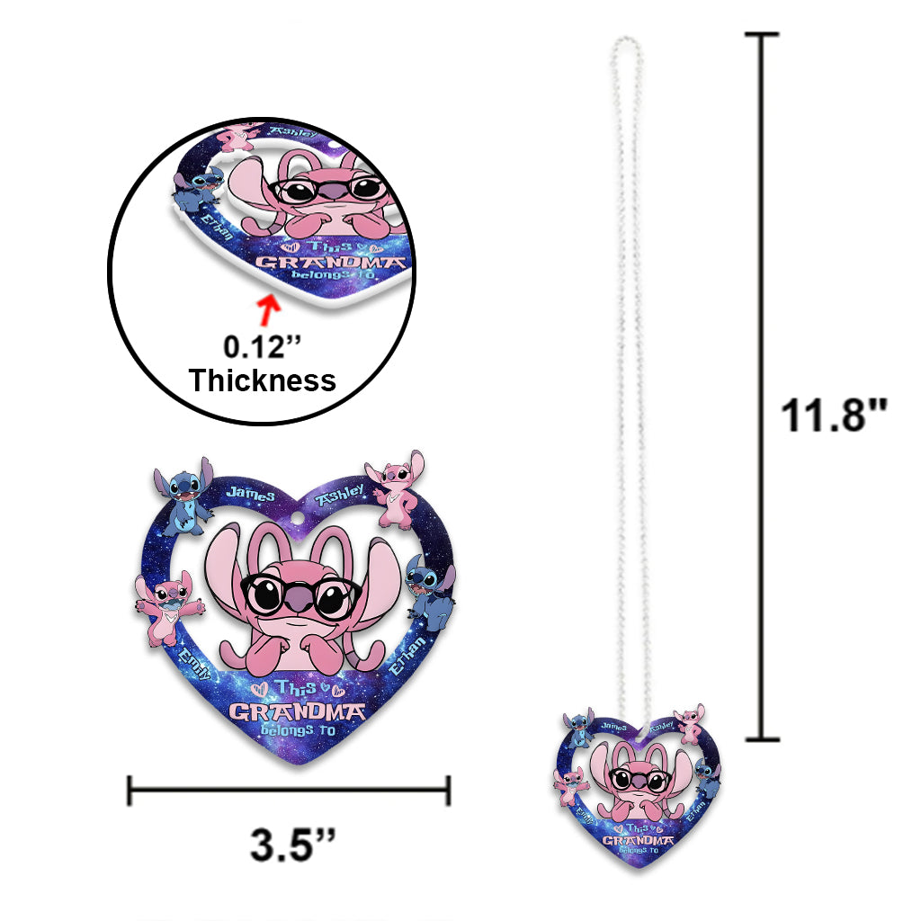 Customizable Grandma Car Ornament Gift for Grandma | Acrylic Heart Design One-sided Car Ornament GradoCreations