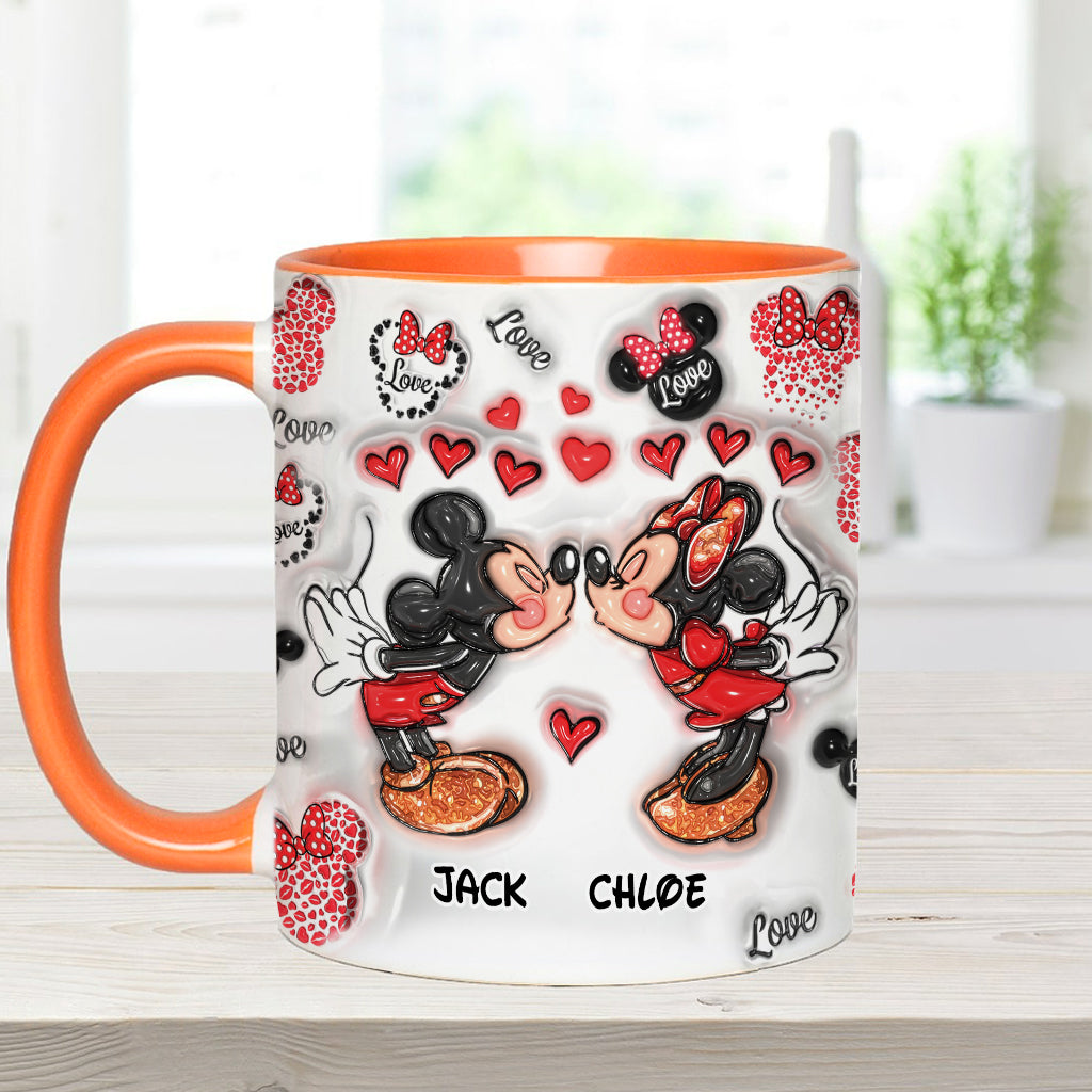 Personalized Accent Mug You & Me Kissing Mickey Minnie Gift for Couple Accent Mug GradoCreations