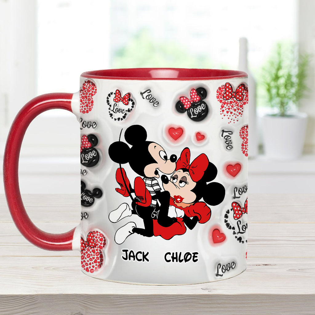 Personalized I Love You Mouse Accent Mug with Custom Names Gift Accent Mug GradoCreations