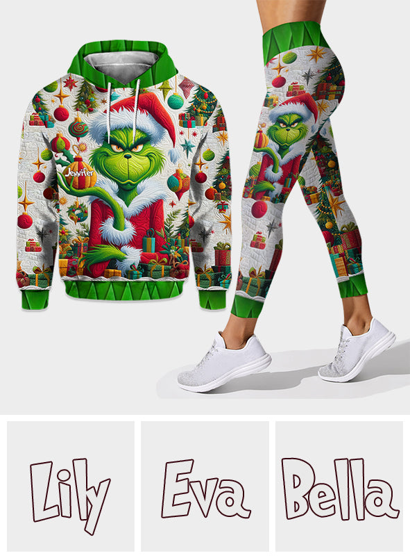 Personalized Grinchmas Hoodie and Leggings Set Custom Name Christmas Gift Hoodie & Leggings GradoCreations