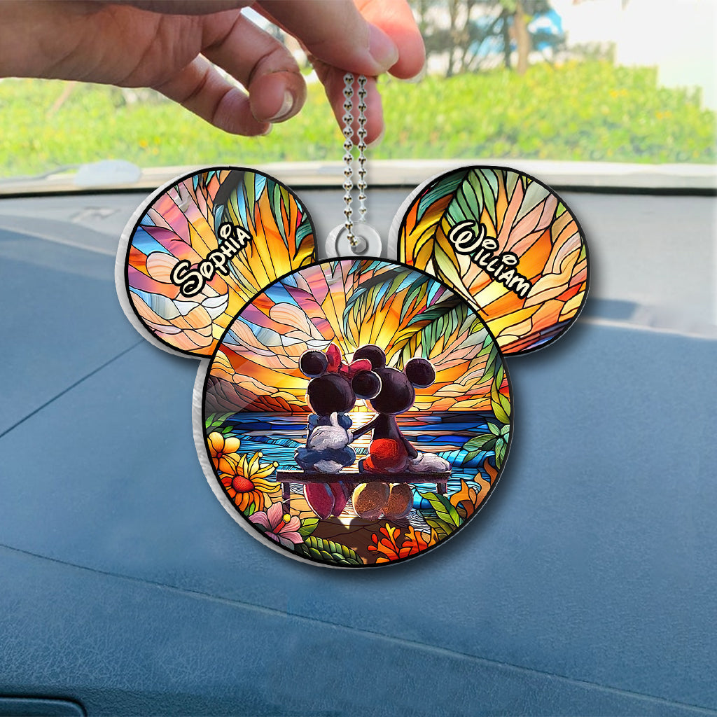 Personalized Car Ornament Transparent Acrylic for Couples One-sided Car Ornament GradoCreations