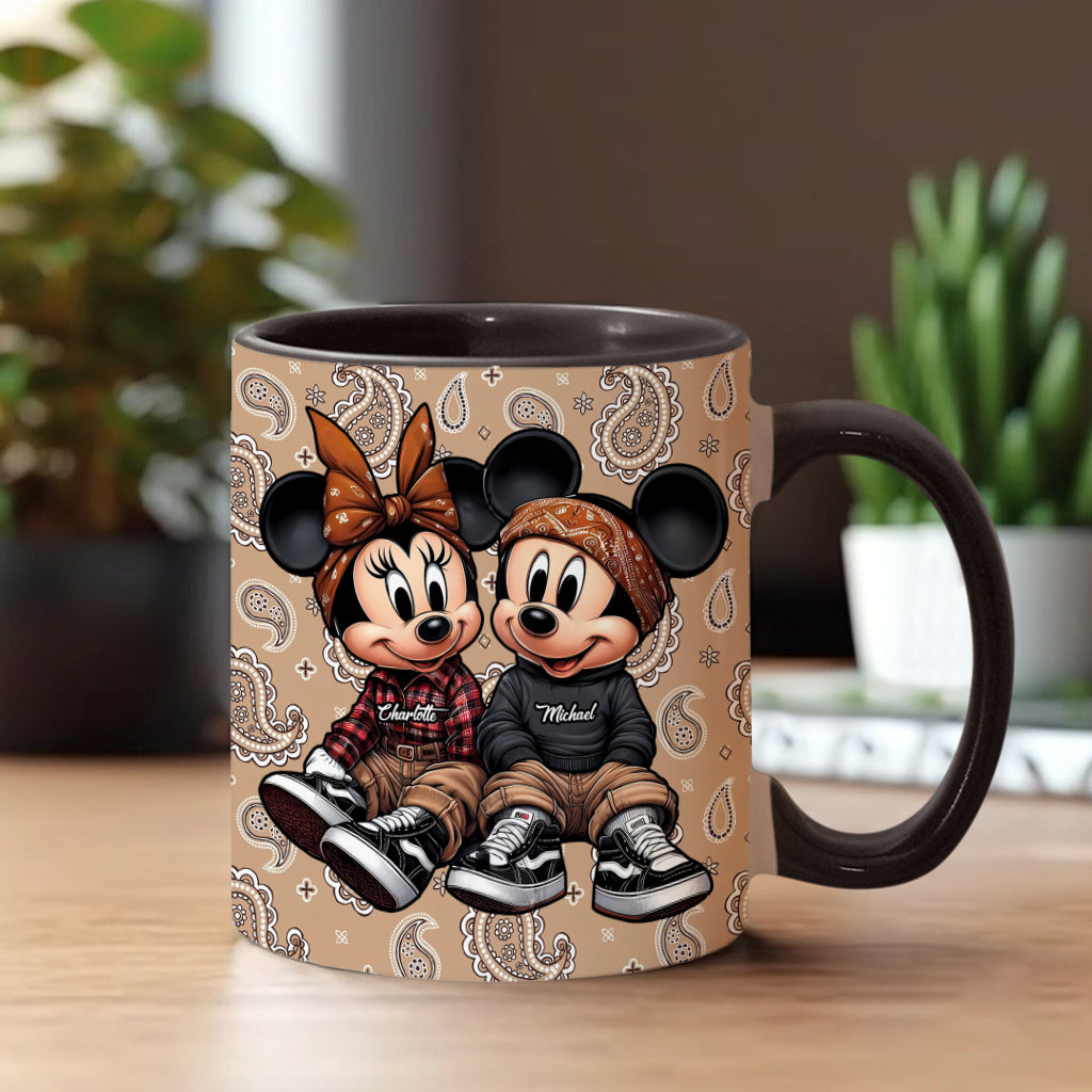 Personalized Mouse Couple Accent Mug Custom Name Gift for Anniversary Accent Mug GradoCreations