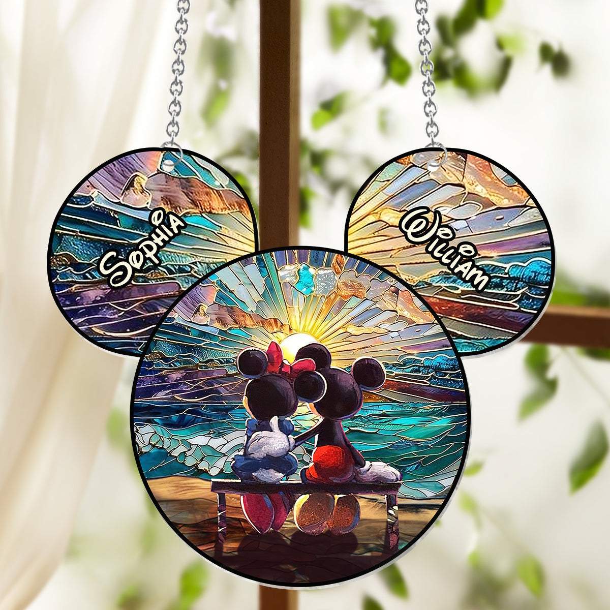 Personalized Beach Couple Suncatcher Ornament Gift for Home Window Hanging Suncatcher Ornament GradoCreations