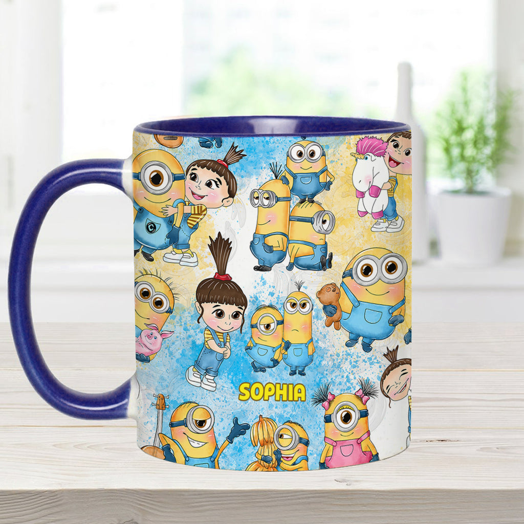Personalized Yellow Monster Accent Mug for Kids - Custom Name Gift Accent Mug GradoCreations