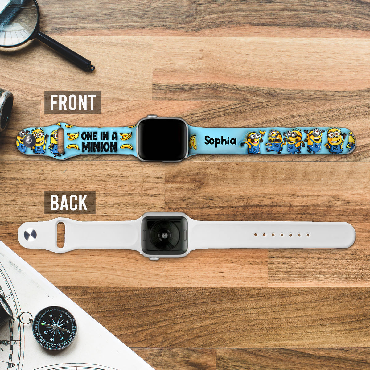 Personalized Silicone Apple Watch Band One In A Minion Gift Apple Watch Band GradoCreations