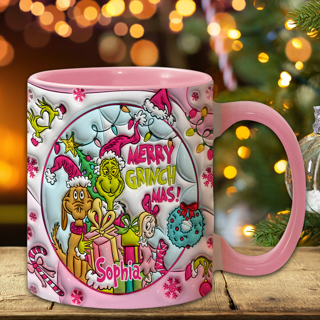 Personalized Merry Grinchmas Accent Mug Custom Name Holiday Gift Accent Mug GradoCreations
