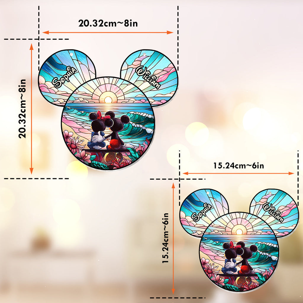 Personalized Sunrise Mouse Window Hanging Suncatcher Gift for Couples Window Hanging Suncatcher Ornament GradoCreations
