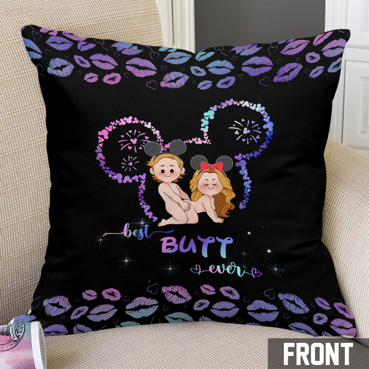 Personalized Best Butt Ever Mouse Ears Throw Pillow for Couples Throw Pillow GradoCreations