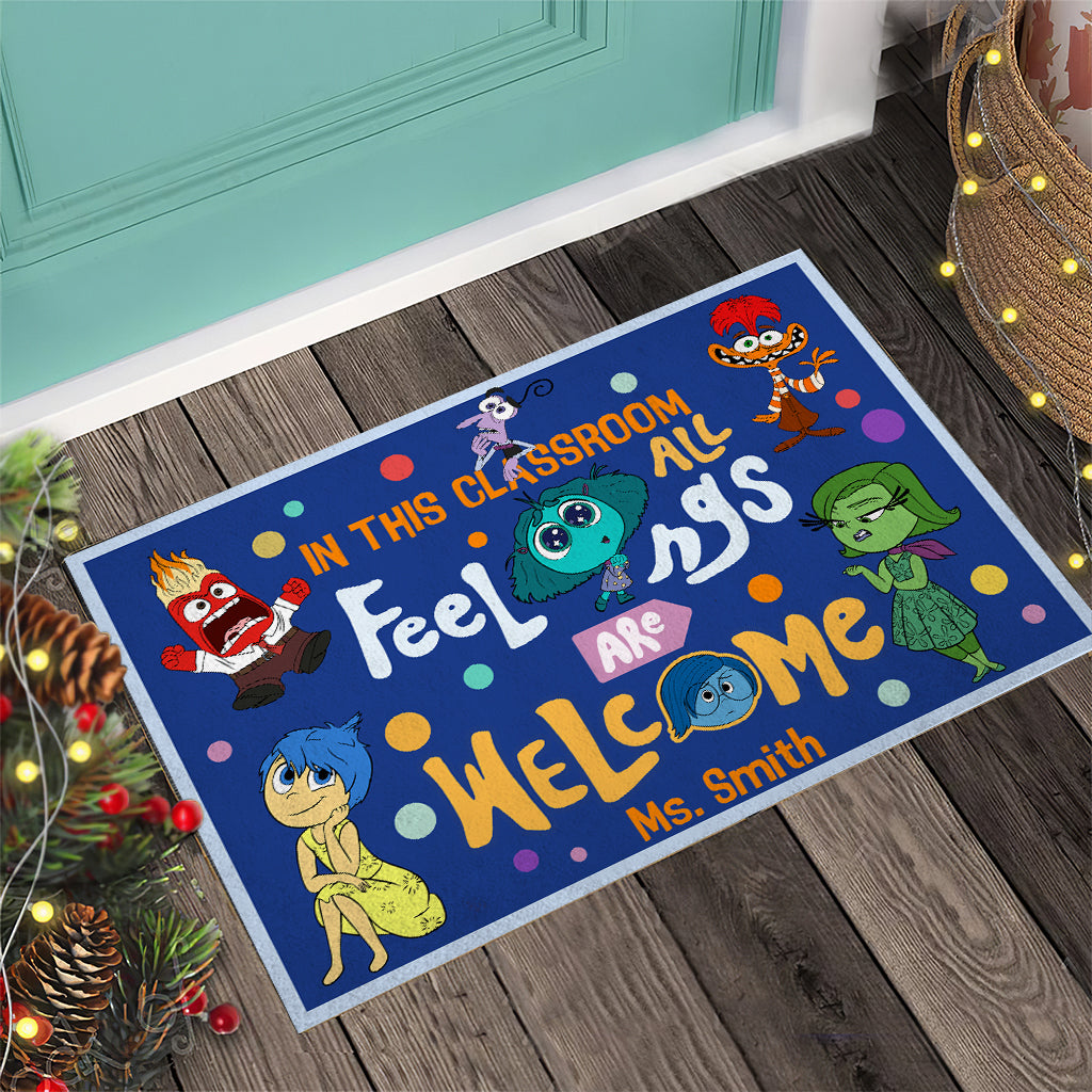 Personalized Classroom Doormat All Feelings Welcome Gift for Teacher Doormat GradoCreations