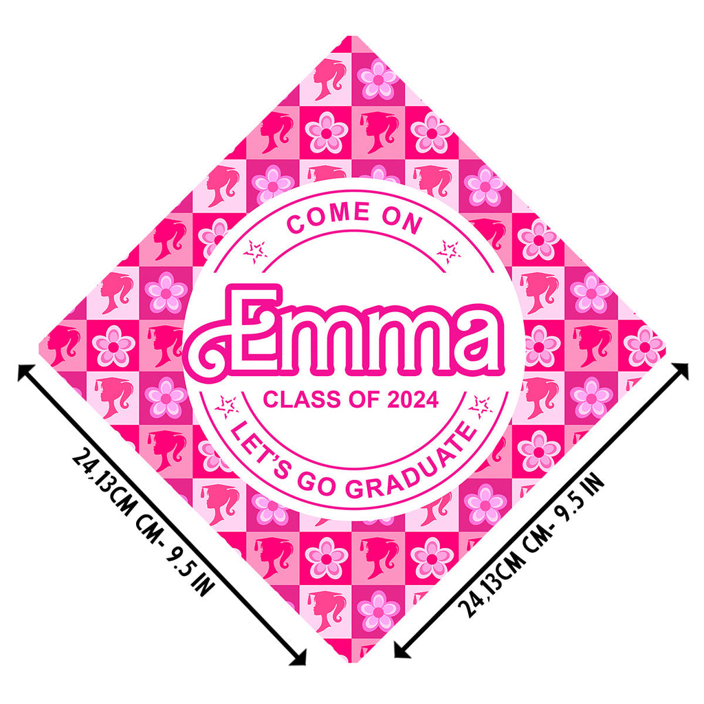 Personalized Graduation Cap Topper Pink Doll Theme Gift for Daughter Cap Topper GradoCreations