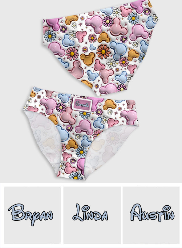 Personalized Cute Mouse Ears Floral Women's Briefs Unique Gift Women Briefs GradoCreations