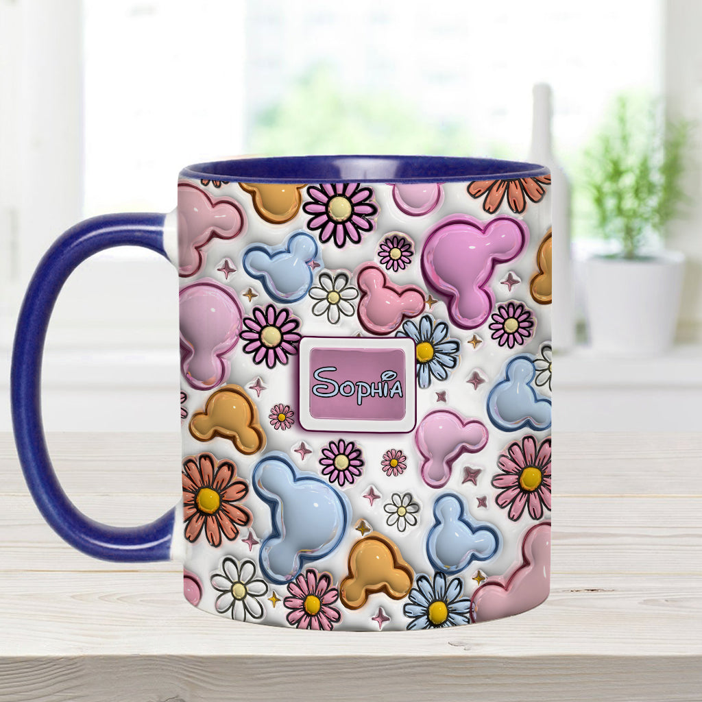 Personalized Disney Floral Accent Mug with Custom Name Gift for Mom Accent Mug GradoCreations