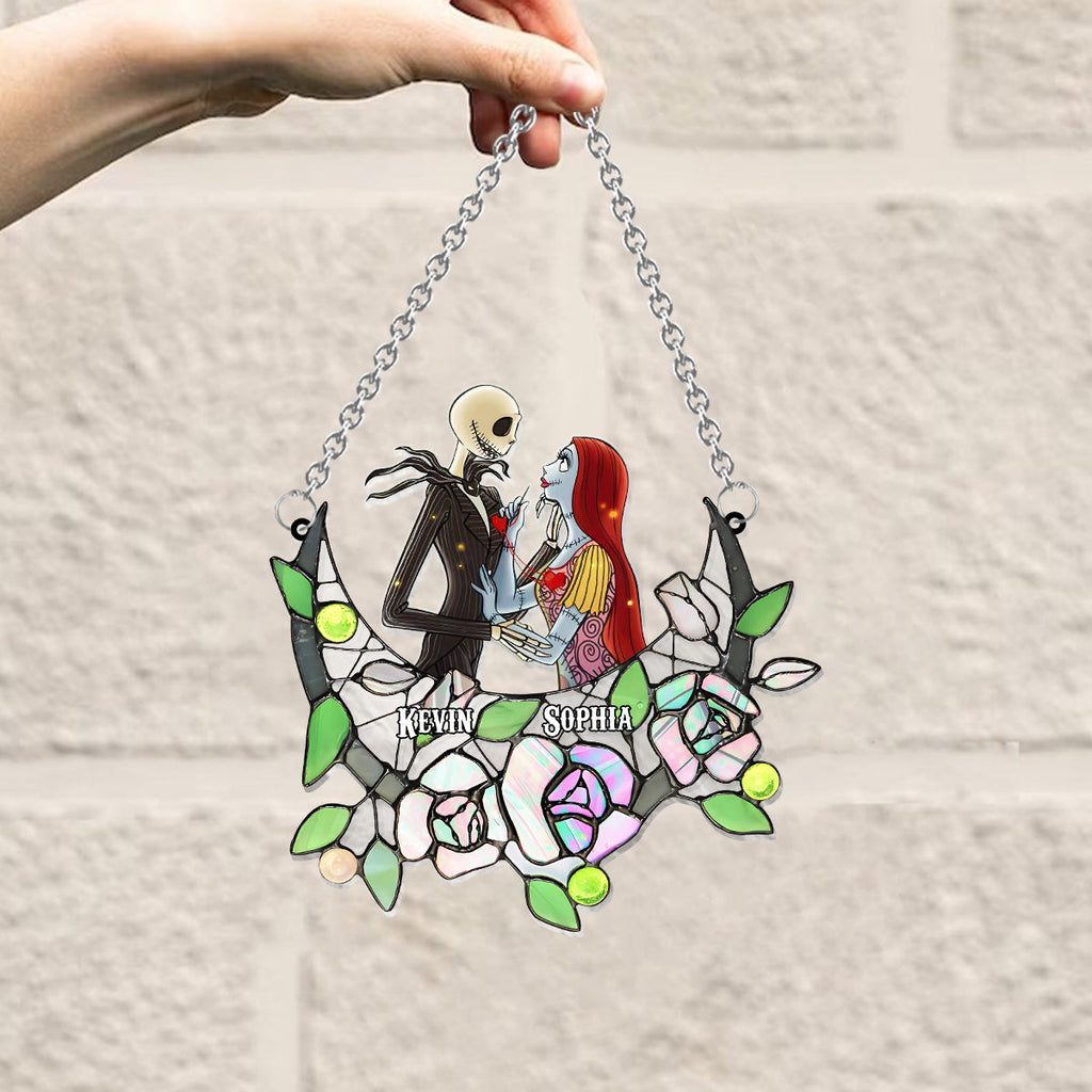 Personalized Nightmare Suncatcher Ornament with Roses for Home Decor Window Hanging Suncatcher Ornament GradoCreations
