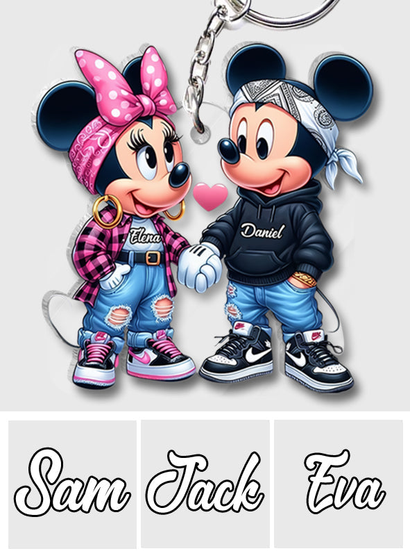 Personalized Mouse Couple Keychain Custom Name Gift for Valentine’s Day Keychain GradoCreations