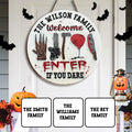 Personalized Halloween Round Wood Sign Custom Family Name Enter If You Dare Round Wood Sign GradoCreations