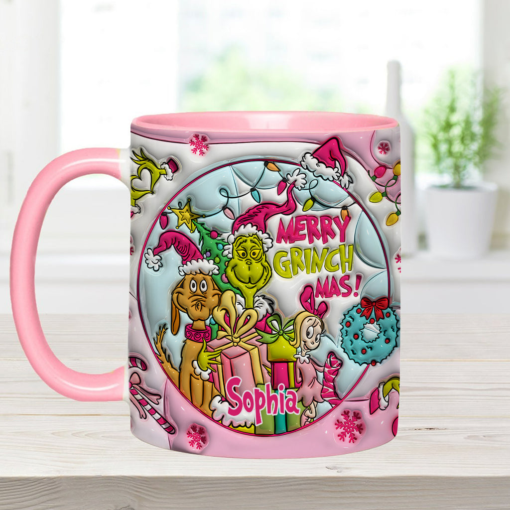 Personalized Merry Grinchmas Accent Mug Custom Name Holiday Gift Accent Mug GradoCreations