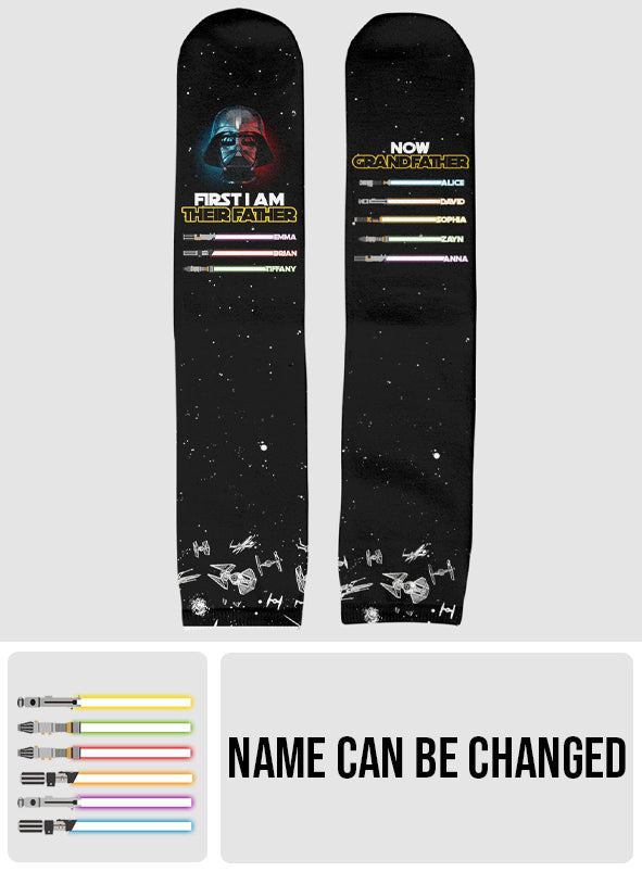 Personalized Grandfather Socks with Custom Names Star Wars Gift Socks GradoCreations