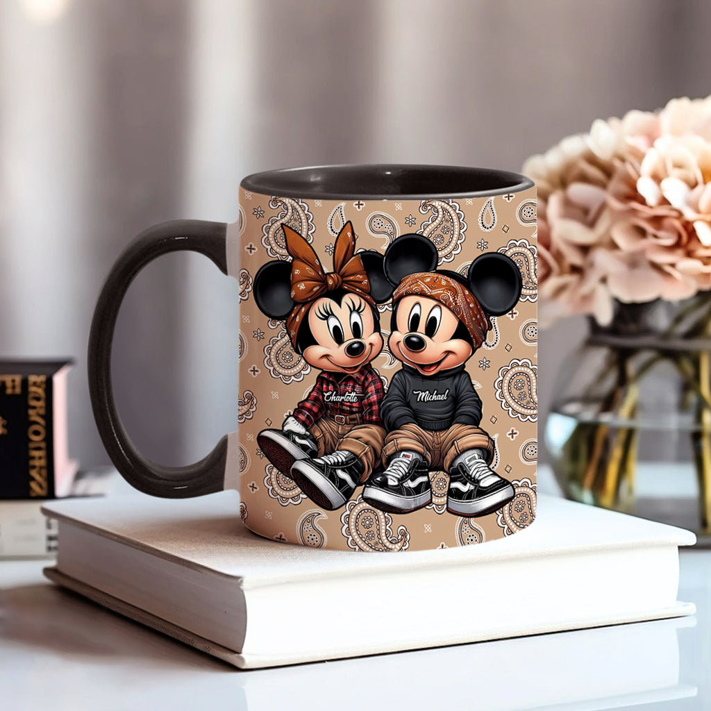 Personalized Mouse Couple Accent Mug Custom Name Gift for Anniversary Accent Mug GradoCreations