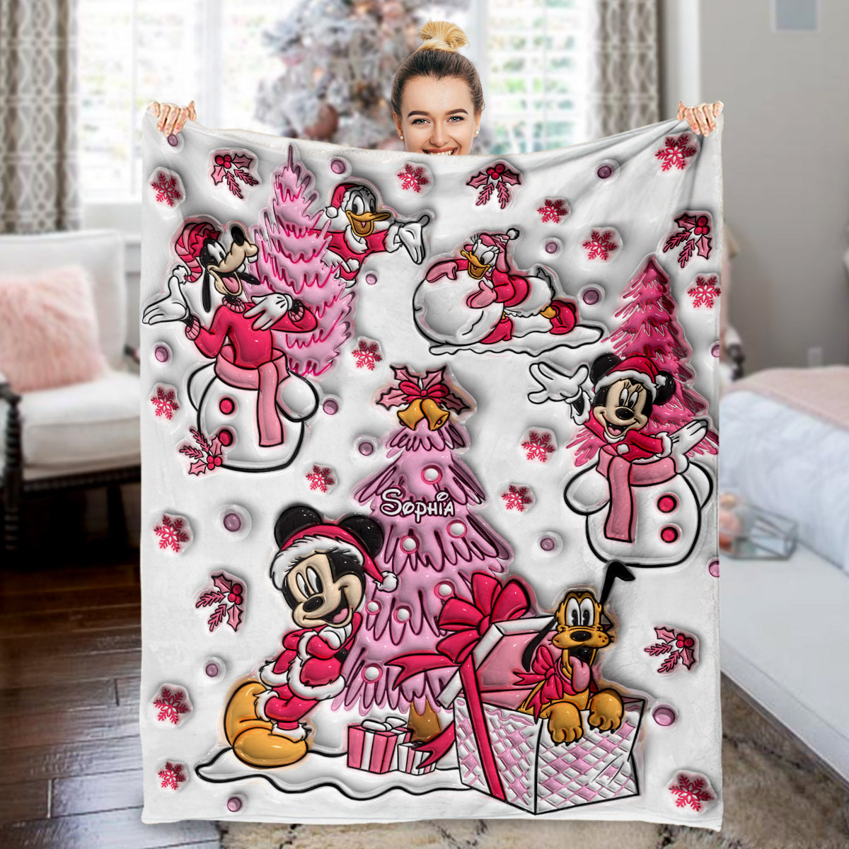 Personalized Let It Snow Mouse Blanket Custom Name Soft Flannel Gift Blanket GradoCreations