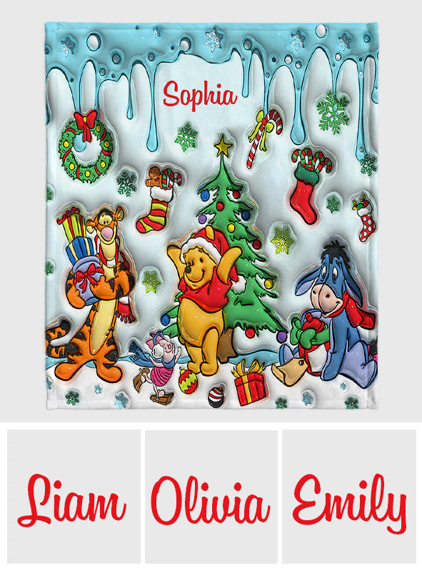 Personalized Holiday Blanket with Disney Characters Custom Name Gift for Kids Blanket GradoCreations