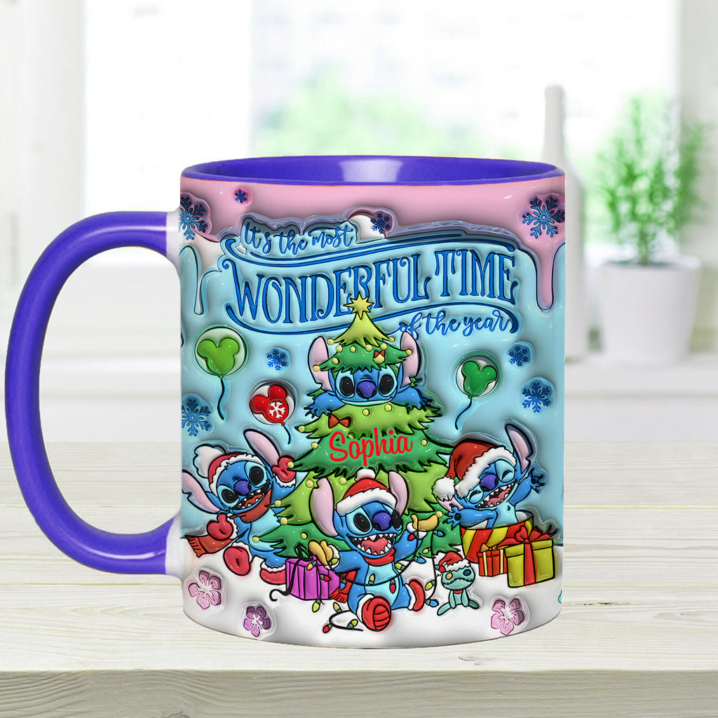 Personalized Merry Stitchmas Accent Mug Custom Name Gift for Christmas Accent Mug GradoCreations