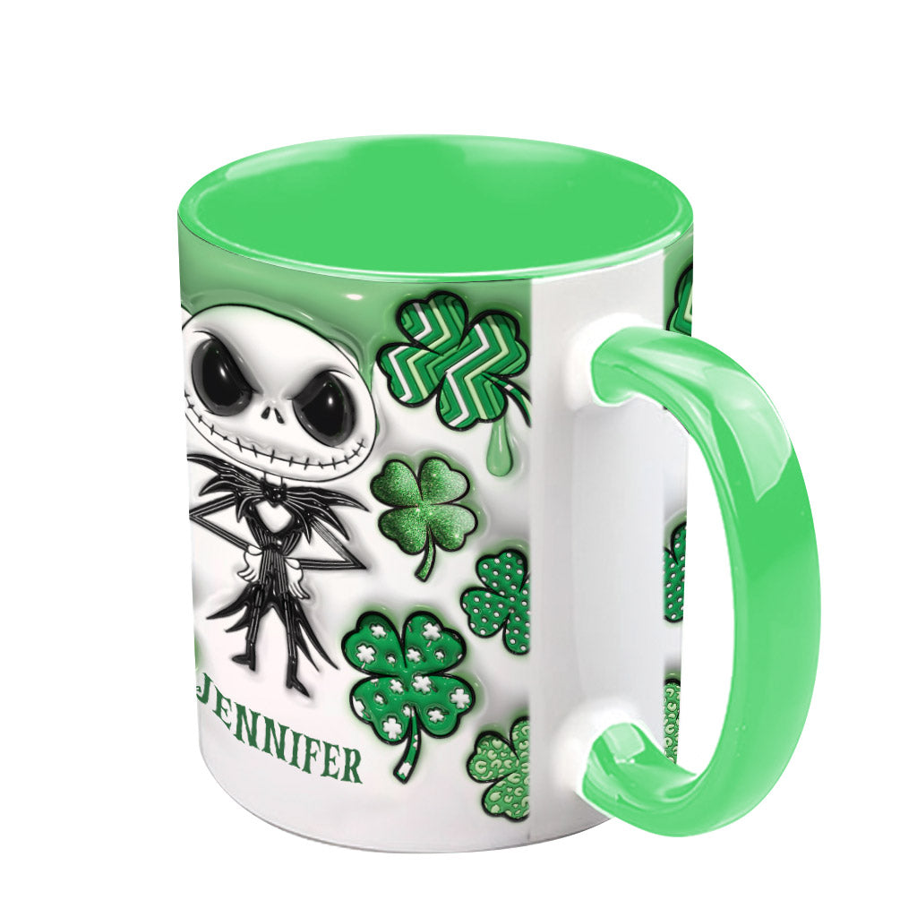 Personalized Nightmare Accent Mug with Shamrocks for Mom Accent Mug GradoCreations