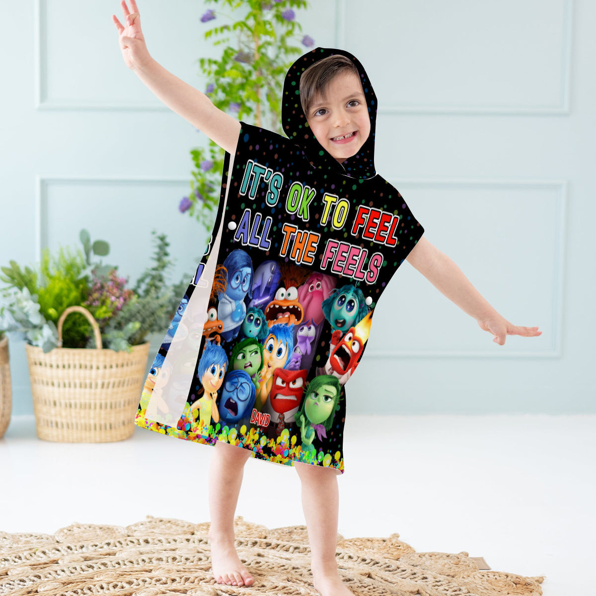 Personalized Kid Hooded Towel Poncho with Name | Unique Gift Kid Hooded Towel Poncho GradoCreations