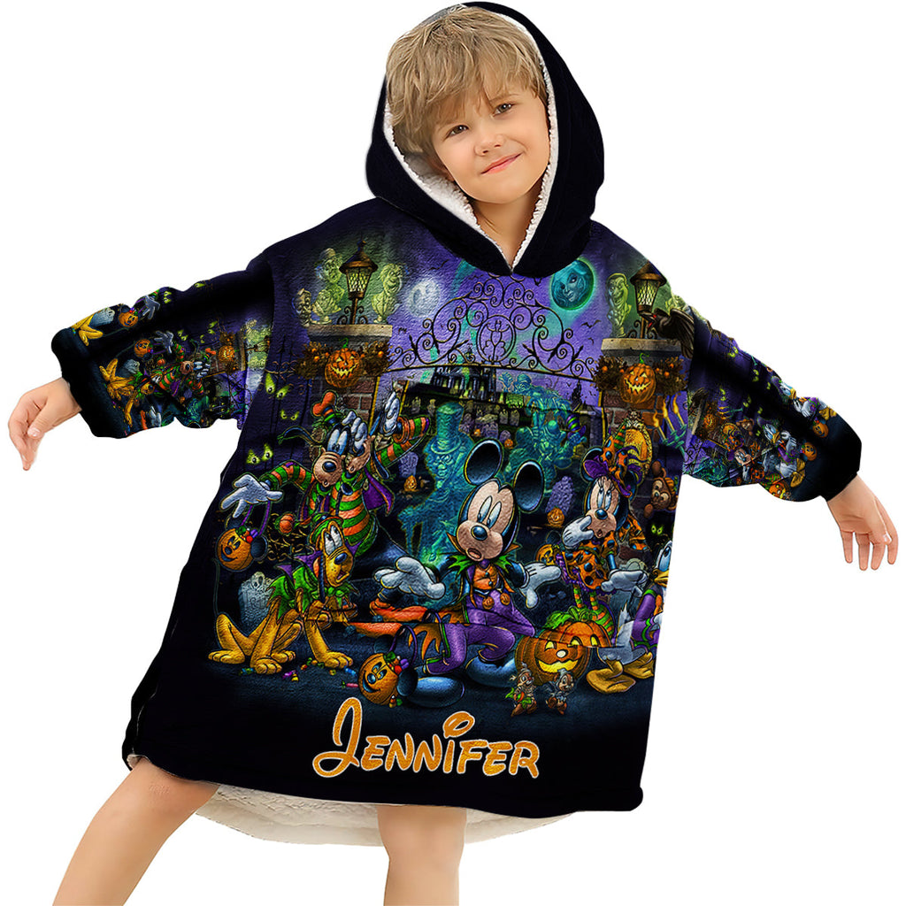 Personalized Halloween Blanket Hoodie Custom Name Gift Blanket Hoodie GradoCreations