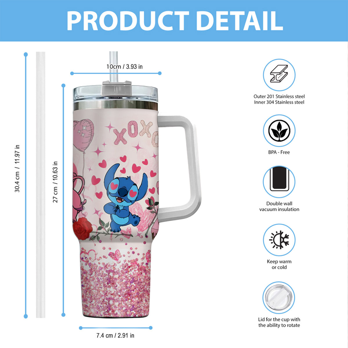 Personalized Ohana Tumbler with Handle Custom Name Gift for Couples Tumbler With Handle GradoCreations