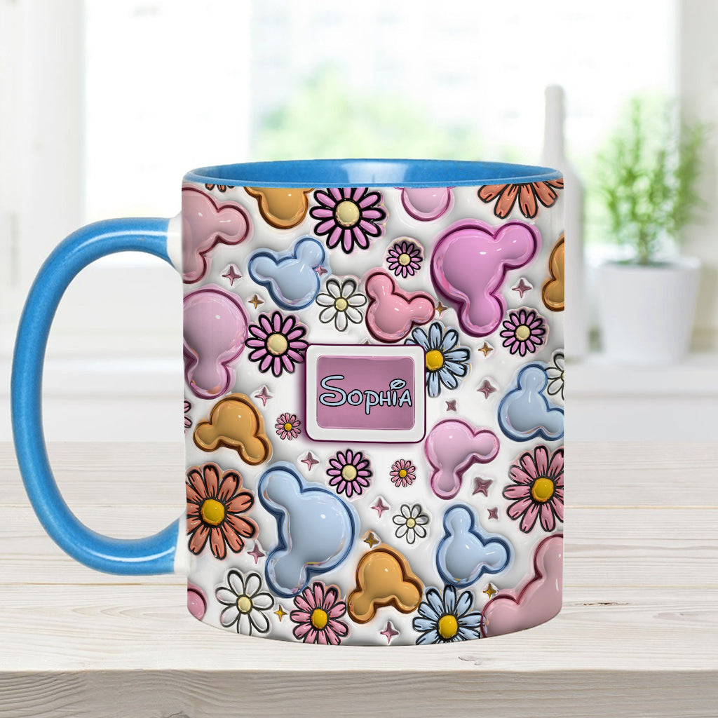Personalized Disney Floral Accent Mug with Custom Name Gift for Mom Accent Mug GradoCreations