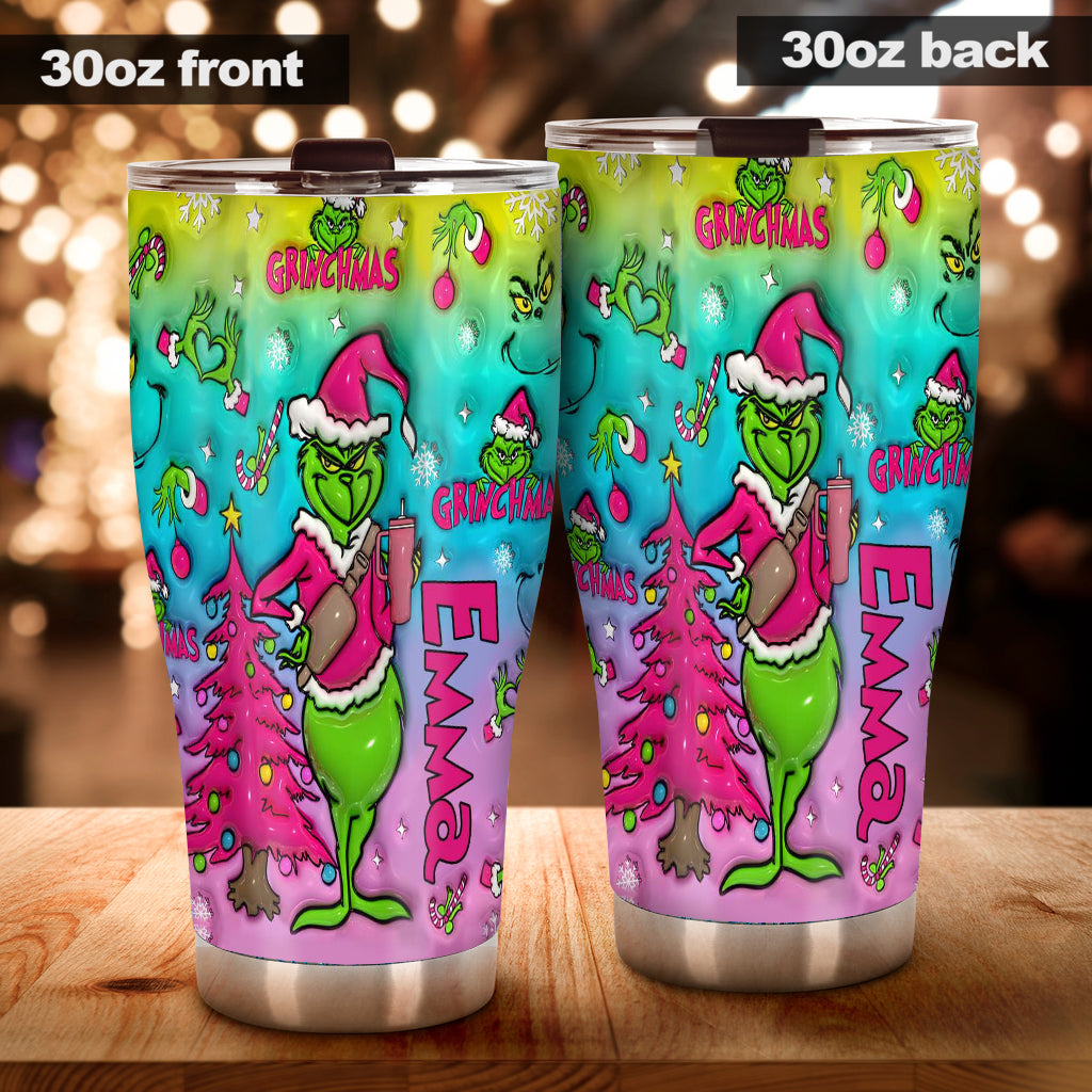 Personalized Grinch Christmas Tumbler Custom Name Gift Tumbler GradoCreations
